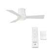 Wac 3-Blade Smart Flush Mount Ceiling Fan 44" Matte White w/3000K LED Light Kit and Remote Control F-036